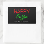 Happy New Year Retro 80er Neon Lichter Rechteckiger Aufkleber (Tasche)