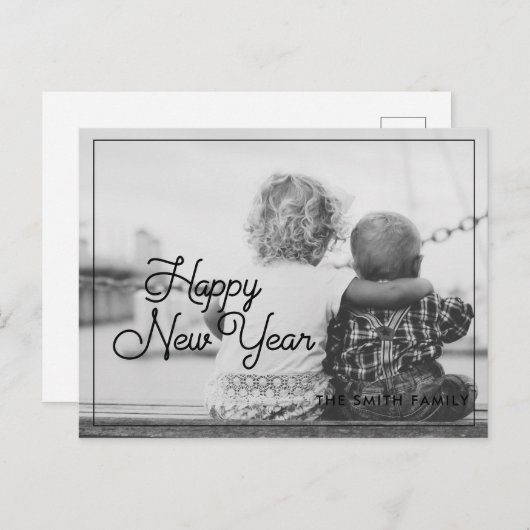 Happy New Year Retro Postkarte (Vorne/Hinten)