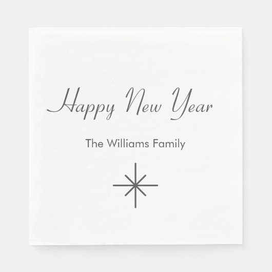 Happy New Year Retro Snowflake Party Serviette (Vorderseite)