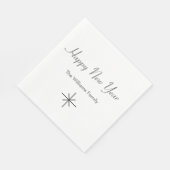 Happy New Year Retro Snowflake Party Serviette (Ecke)