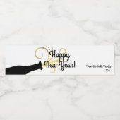 Happy New Year, Retro Sparkling Weinflasche Wasserflaschenetikett (Einzelnes Label)