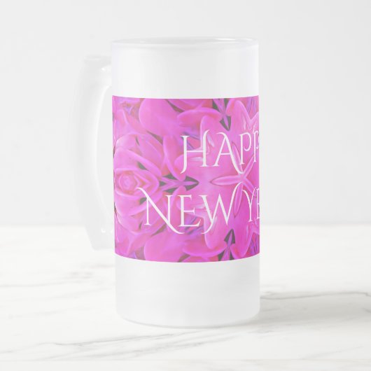 Happy New Year Ringer Mattiert Glass Mattglas Bierglas (Vorderseite Links)