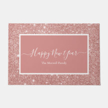 Happy New Year Rose Gold Glitzer Familienname