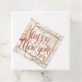 Happy New Year Rose Gold Script Champagne Geschenkanhänger (Beispiel)