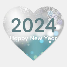 Happy New Year Round Sticker Snowflakes