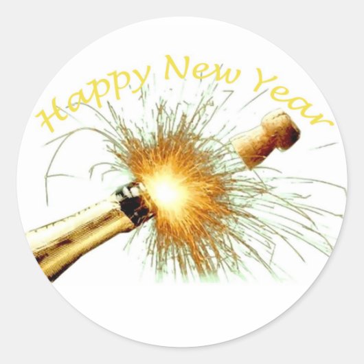 Happy New Year Runder Aufkleber (Vorderseite)