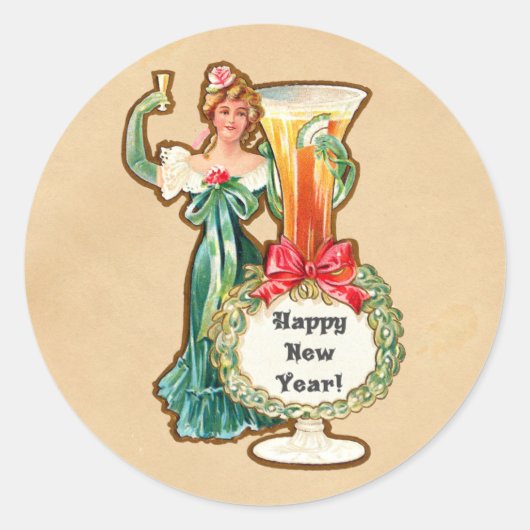 Happy New Year Runder Aufkleber (Vorderseite)