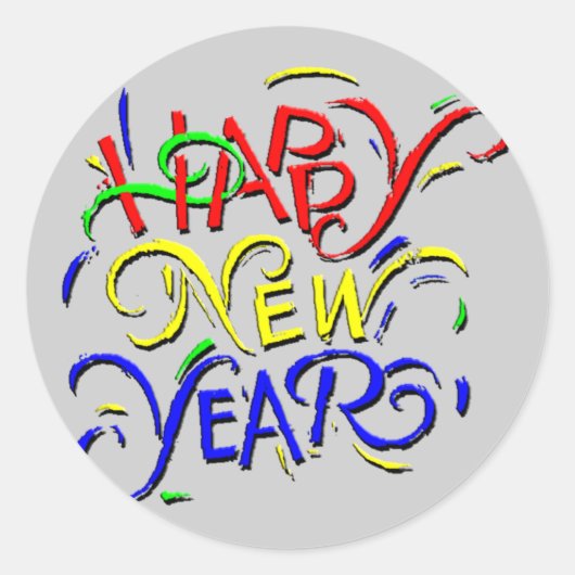 Happy New Year Runder Aufkleber (Vorderseite)