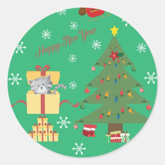 Happy New Year Runder Aufkleber (Vorderseite)