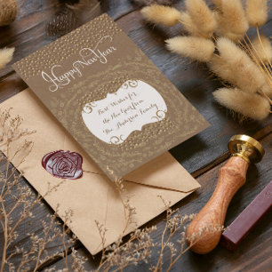 Happy New Year Rustic Floral Garland Einladung