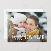 HAPPY NEW YEAR | rustic script photo greeting card Postkarte (Vorne/Hinten)
