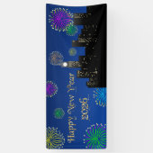 Happy New Year’s Eve Midnight Fireworks City Light Banner (Vertikal)