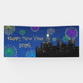 Happy New Year’s Eve Midnight Fireworks City Light Banner (Horizontal)