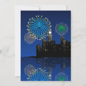 Happy New Year’s Eve Midnight Fireworks City Light Einladung (Rückseite)