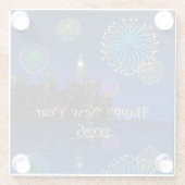 Happy New Year’s Eve Midnight Fireworks City Light Glasuntersetzer (Rückseite)