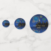 Happy New Year’s Eve Midnight Fireworks City Light Konfetti (Vorderseiten)