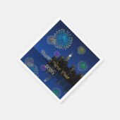 Happy New Year’s Eve Midnight Fireworks City Light Serviette (Ecke)