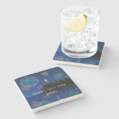 Happy New Year’s Eve Midnight Fireworks City Light Steinuntersetzer (Seitenansicht)