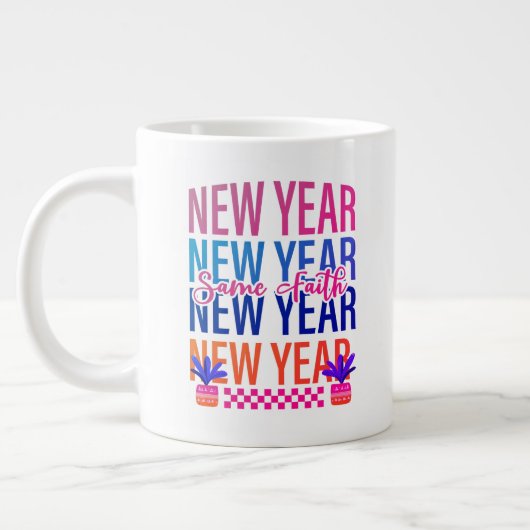 Happy New Year Same Faith Fun Color Jumbo-Tasse (Links)