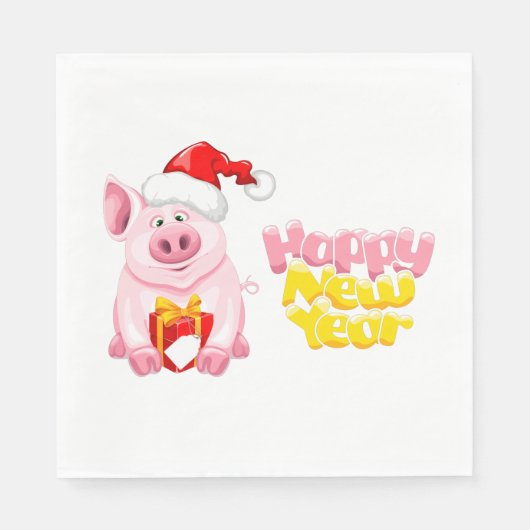 happy new year santa claus christmas pig serviette (Vorderseite)