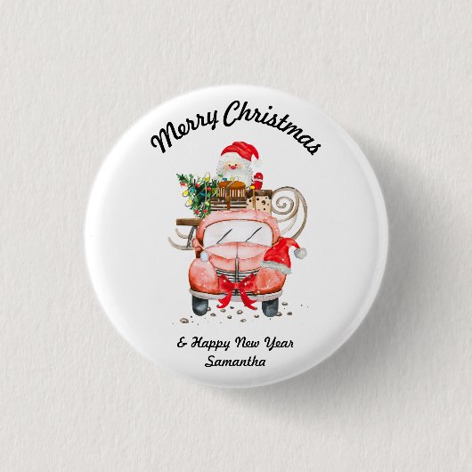 Happy new year Santa gifts merry Christmas Button (Vorderseite)
