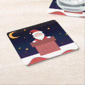 Happy New Year Santa on House Dach Rechteckiger Pappuntersetzer (angewinkelt)