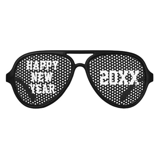 Happy New Year Schwarz-weiß Custom Year Partybrille (Vorderseite)