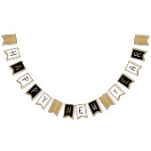 Happy New Year Schwarz-weiß & Gold Glitzer Wimpelkette (Alle)