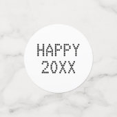 Happy New Year Schwarz-weiße Zollnummer modern Konfetti (Klein Vorderseite)