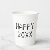 Happy New Year Schwarz-weiße Zollnummer modern Pappbecher (Rückseite)