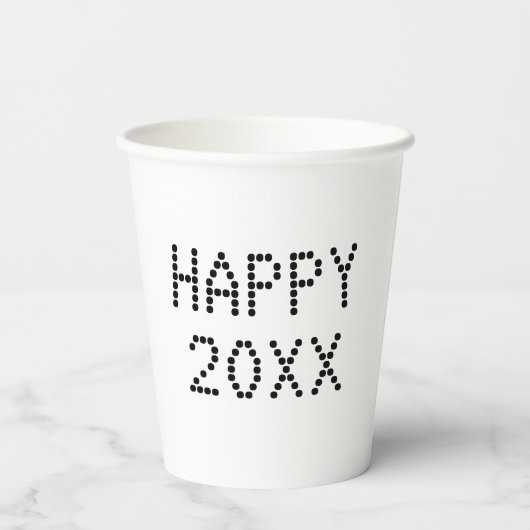 Happy New Year Schwarz-weiße Zollnummer modern Pappbecher (Rückseite)