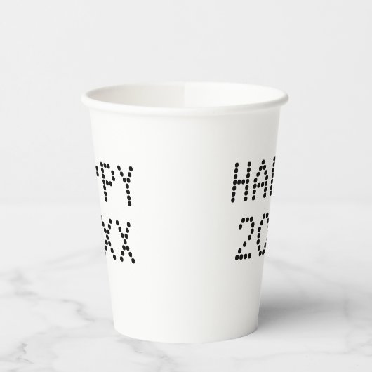 Happy New Year Schwarz-weiße Zollnummer modern Pappbecher (Links)