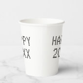 Happy New Year Schwarz-weiße Zollnummer modern Pappbecher (Rechts)