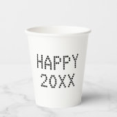 Happy New Year Schwarz-weiße Zollnummer modern Pappbecher (Vorderseite)
