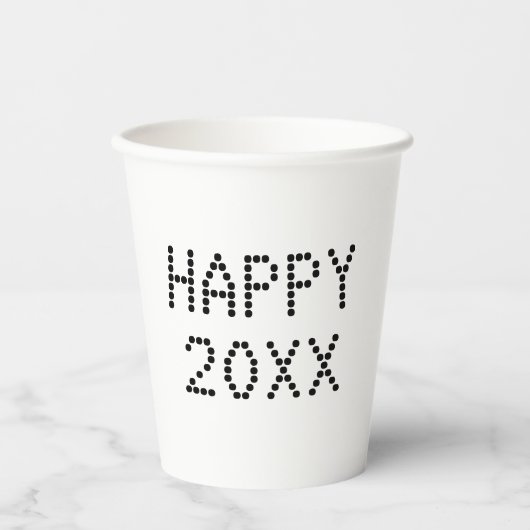 Happy New Year Schwarz-weiße Zollnummer modern Pappbecher (Vorderseite)