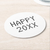 Happy New Year Schwarz-weiße Zollnummer modern Runder Pappuntersetzer (Angewinkelt)