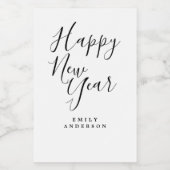 Happy New Year Schwarz-weißes Personalisiertes Par Weinetikett (Einzelnes Label)