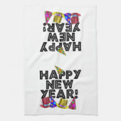 Happy New Year - Schwarzer Text mit Party Hats Handtuch (Vertikal)