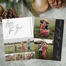 Happy New Year Script 6-Photo Collage Family Feiertagskarte