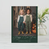 Happy new year script Foto Feiertagskarte (Stehend Vorderseite)