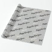 Happy New Year Script Individuelle Name Gray Gold Geschenkpapier (Ungerollt)