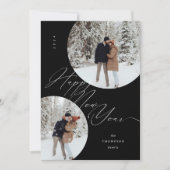 Happy New Year Script Typografy Foto Weihnachten (Vorderseite)