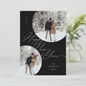 Happy New Year Script Typografy Foto Weihnachten (Stehend Vorderseite)