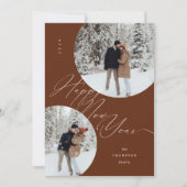 Happy New Year Script Typografy Foto Weihnachten (Vorderseite)