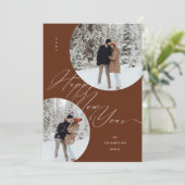 Happy New Year Script Typografy Foto Weihnachten (Stehend Vorderseite)