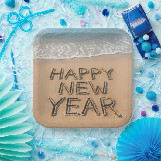 Happy New Year Seashore Pappteller (Party)