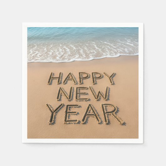 Happy New Year Seashore Serviette (Vorderseite)