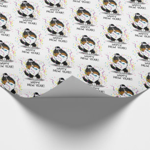 Happy New Year Shetland Sheepdog (Trikolon) Niedli Geschenkpapier