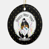 Happy New Year Shetland Sheepdog (Trikolon) Niedli Keramik Ornament (Links)