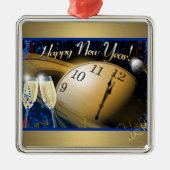 Happy New Year Silbernes Ornament (Vorne)